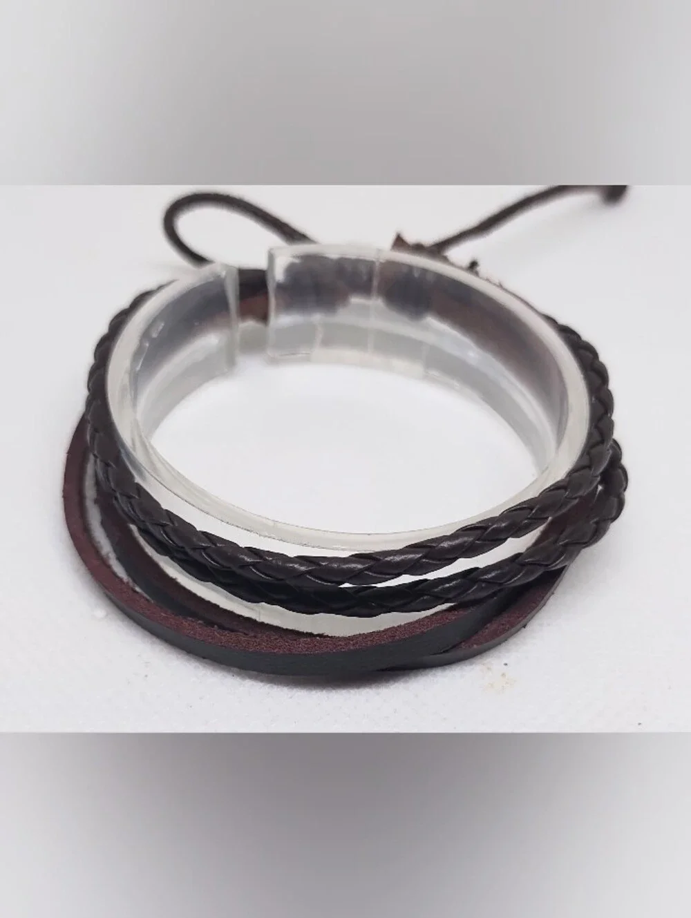 Men's Bracelet Leather Braided Layered Brown New Jewelry G25